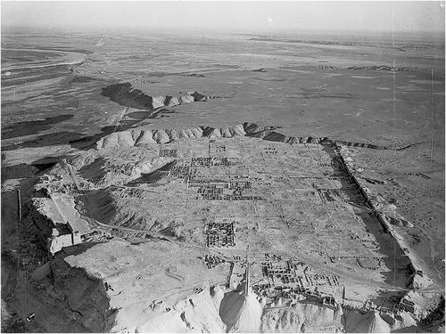 Aerial photograph of Dura (facing southeast) taken by the French Air Force during the final excavation season in 1936–1937
